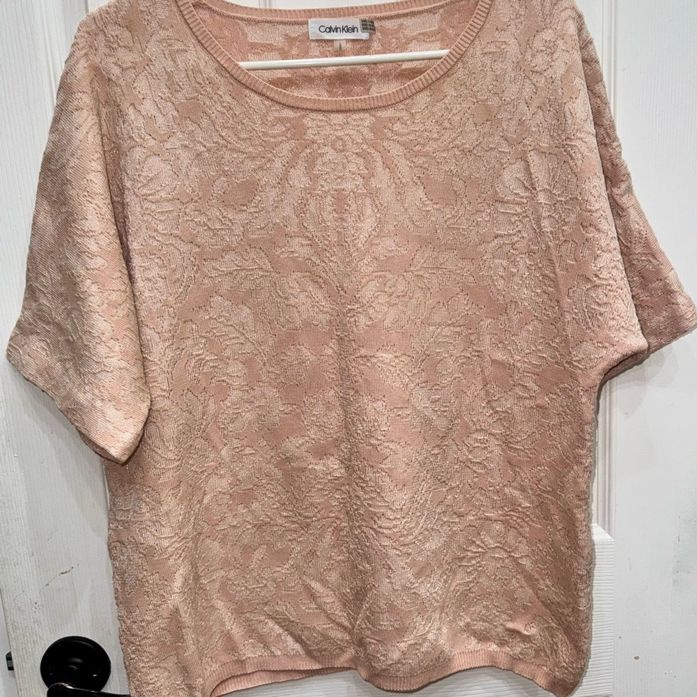 Calvin Klein Women's Pink Lace look Top